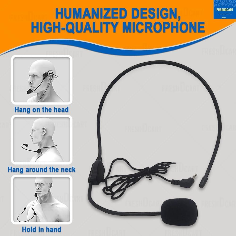 Portable Voice Amplifier Rechargeable Via USB With Wired Microphone Headset