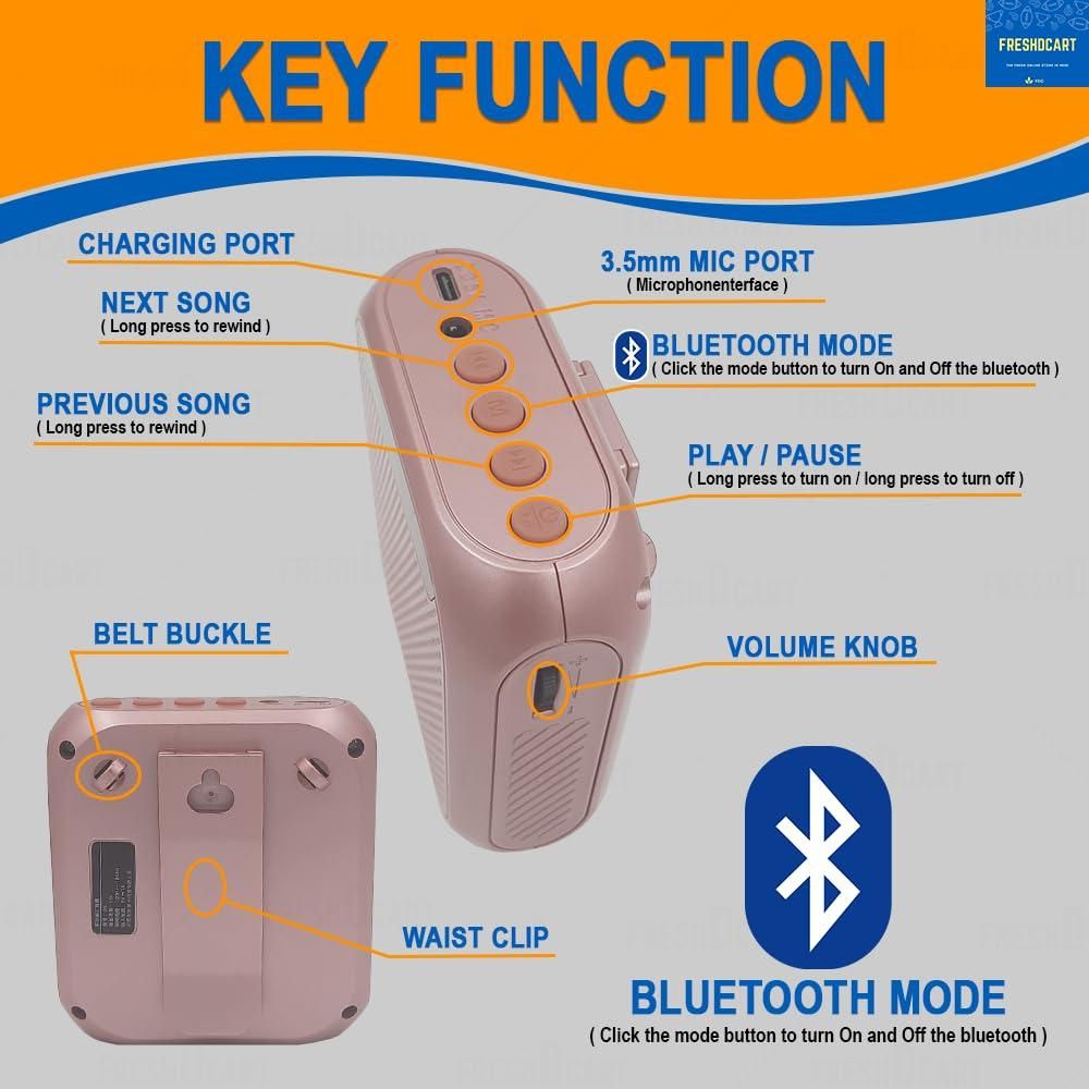 Portable Voice Amplifier Rechargeable Via USB With Wired Microphone Headset