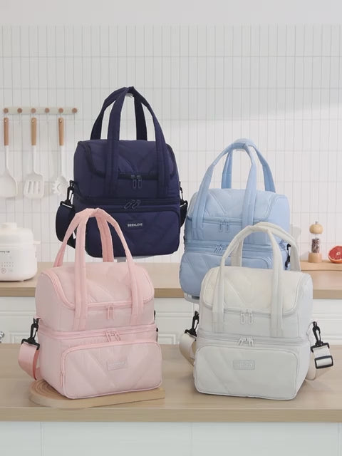 Fashion Double Layer Insulated Lunch Bag